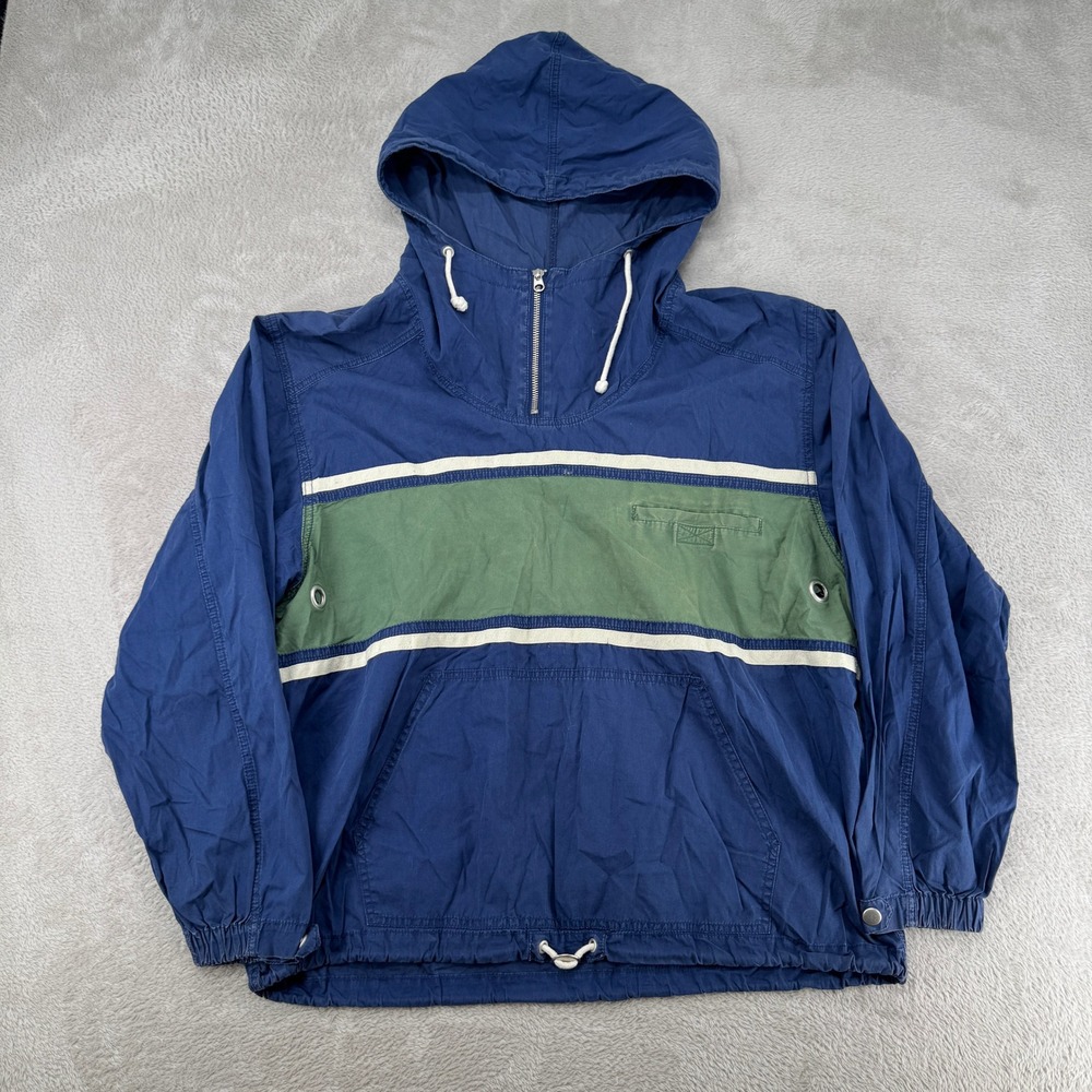 Vintage Gap Mens Anorak Pullover Jacket Small Blue Green Preowned Flaw Stains